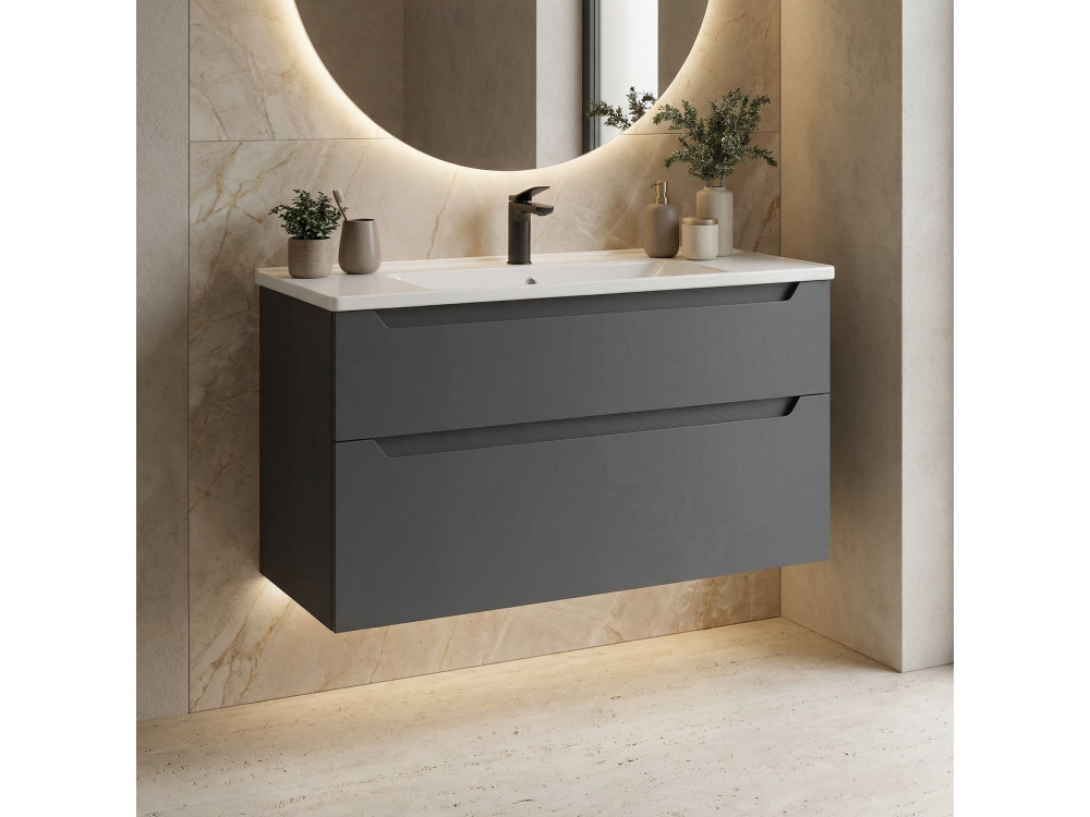 Waschtischunterschrank „Messina 100 v2“ – 100 x 45 x 55 cm – Anthrazit matt