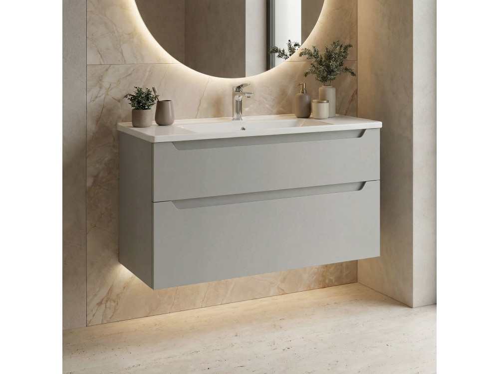 Waschtischunterschrank „Messina 100 v2“ – 100 x 45 x 55 cm – Matte Cashmere