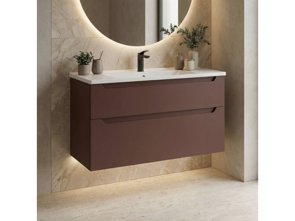 Waschtischunterschrank „Messina 100 v2“ – 100 x 45 x 55 cm – Matte Red