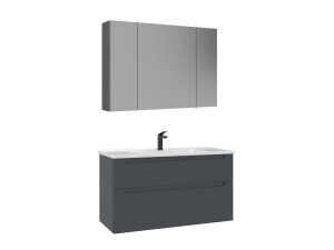 Waschtisch-Set mit Spiegel (2-teilig) „Messina 100 v2“ – 100 x 45 x 55 cm – Anthrazit matt