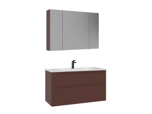 Waschtisch-Set mit Spiegel (2-teilig) „Messina 100 v2“ – 100 x 45 x 55 cm – Mattrot