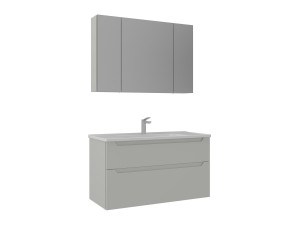 Waschtisch-Set mit Spiegel (2-teilig) „Messina 100 v2“ – 100 x 45 x 55 cm – Matt-Cashmere