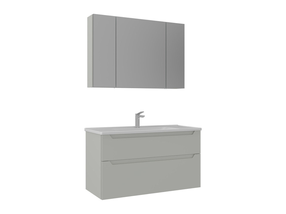 Waschtisch-Set mit Spiegel (2-teilig) „Messina 100 v2“ – 100 x 45 x 55 cm – Matt-Cashmere