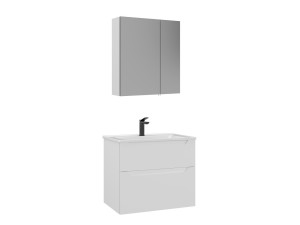 Waschtisch-Set mit Spiegel (2-teilig) „Messina 65 v2“ – 65 x 45 x 55 cm – Mattweiß