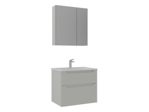 Waschtisch-Set mit Spiegel (2-teilig) „Messina 65 v2“ – 65 x 45 x 55 cm – Matt-Kaschmir