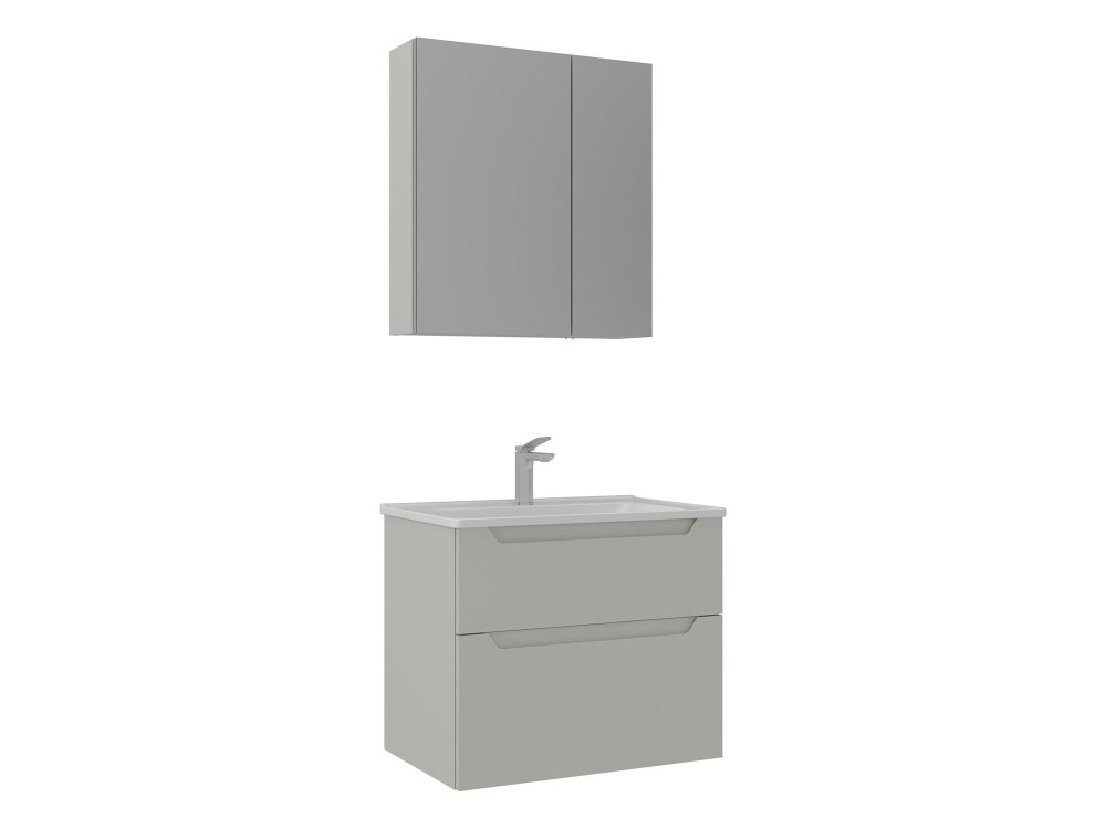 Waschtisch-Set mit Spiegel (2-teilig) „Messina 65 v2“ – 65 x 45 x 55 cm – Matt-Kaschmir