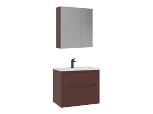 Waschtisch-Set mit Spiegel (2-teilig) „Messina 65 v2“ – 65 x 45 x 55 cm – Mattrot