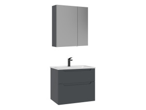 Waschtisch-Set mit Spiegel (2-teilig) „Messina 65 v2“ – 65 x 45 x 55 cm – Anthrazit matt