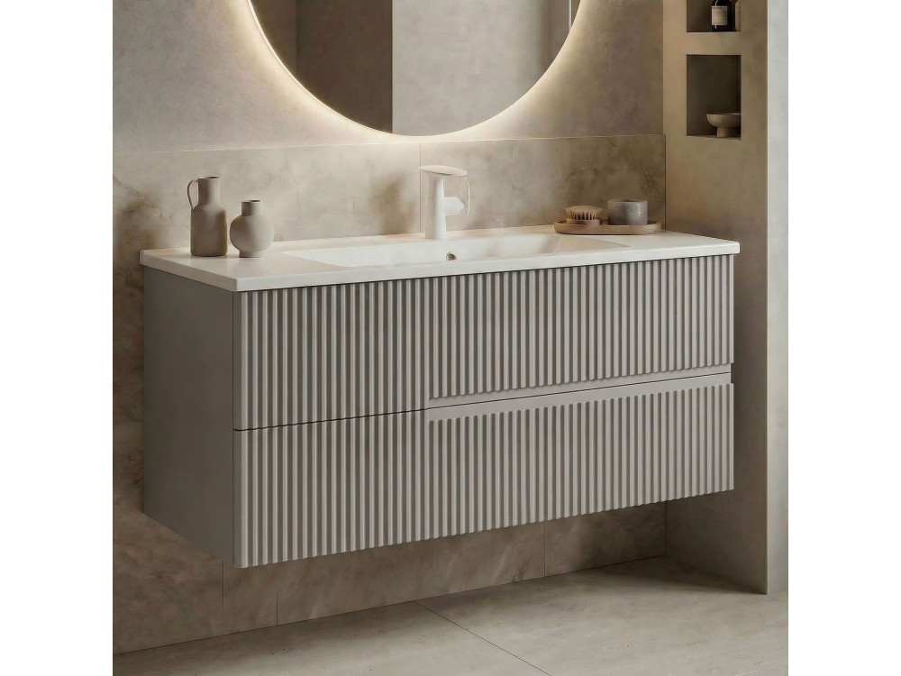 Waschtischunterschrank „Moonlight 120“ – 121 x 51 x 51 cm – Matte Mink