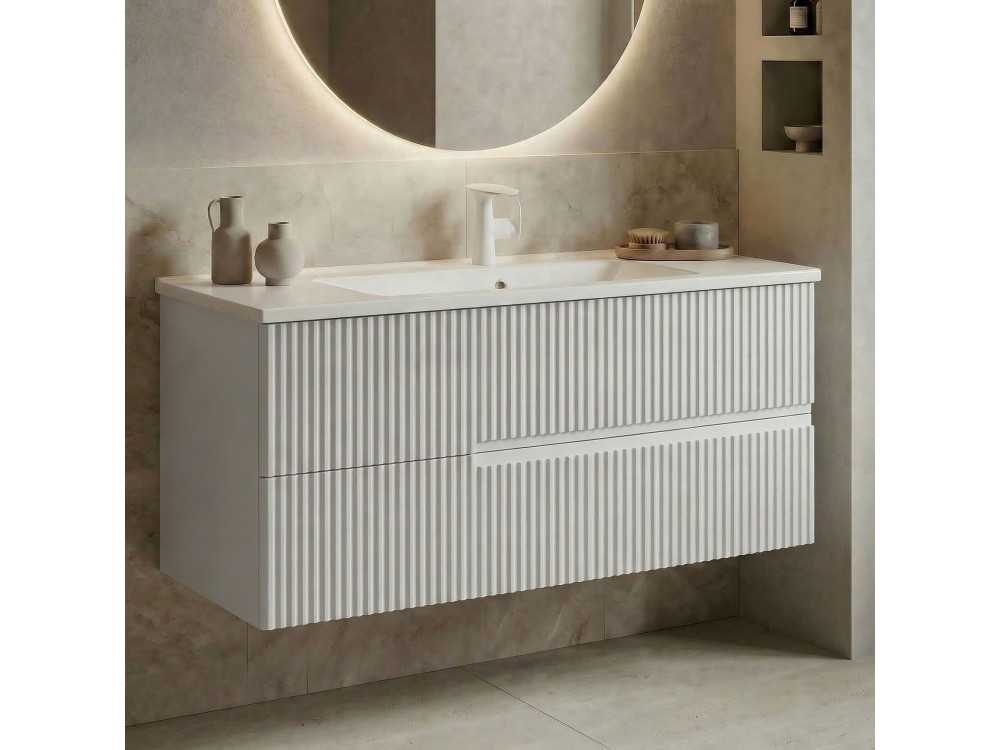 Waschtischunterschrank „Moonlight 120“ – 121 x 51 x 51 cm – Mattweiß