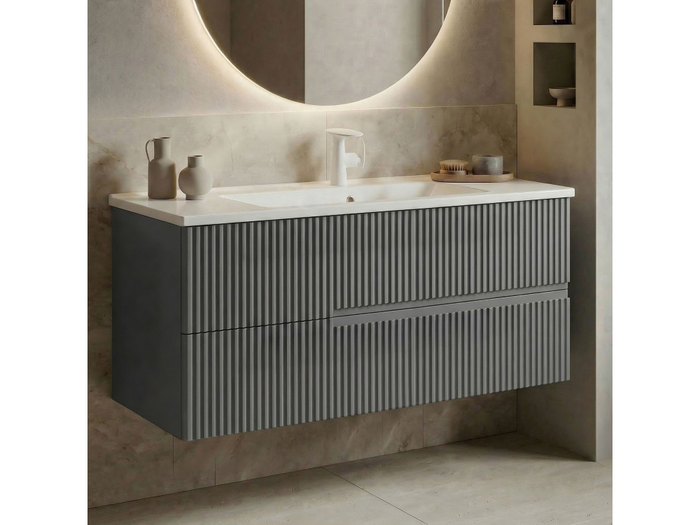 Waschtischunterschrank „Moonlight 120“ – 121 x 51 x 51 cm – Mattgrau