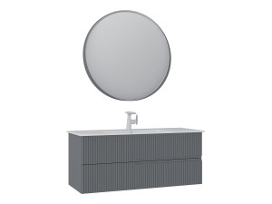 Waschtisch-Set mit Spiegel (2-teilig) „Moonlight 120 v2“ – 121 x 51 x 51 cm – Mattgrau