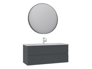Waschtisch-Set mit Spiegel (2-teilig) „Moonlight 120 v2“ – 121 x 51 x 51 cm – Anthrazit matt