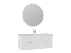 Waschtisch-Set mit Spiegel (2-teilig) „Moonlight 120 v2“ – 121 x 51 x 51 cm – Mattweiß