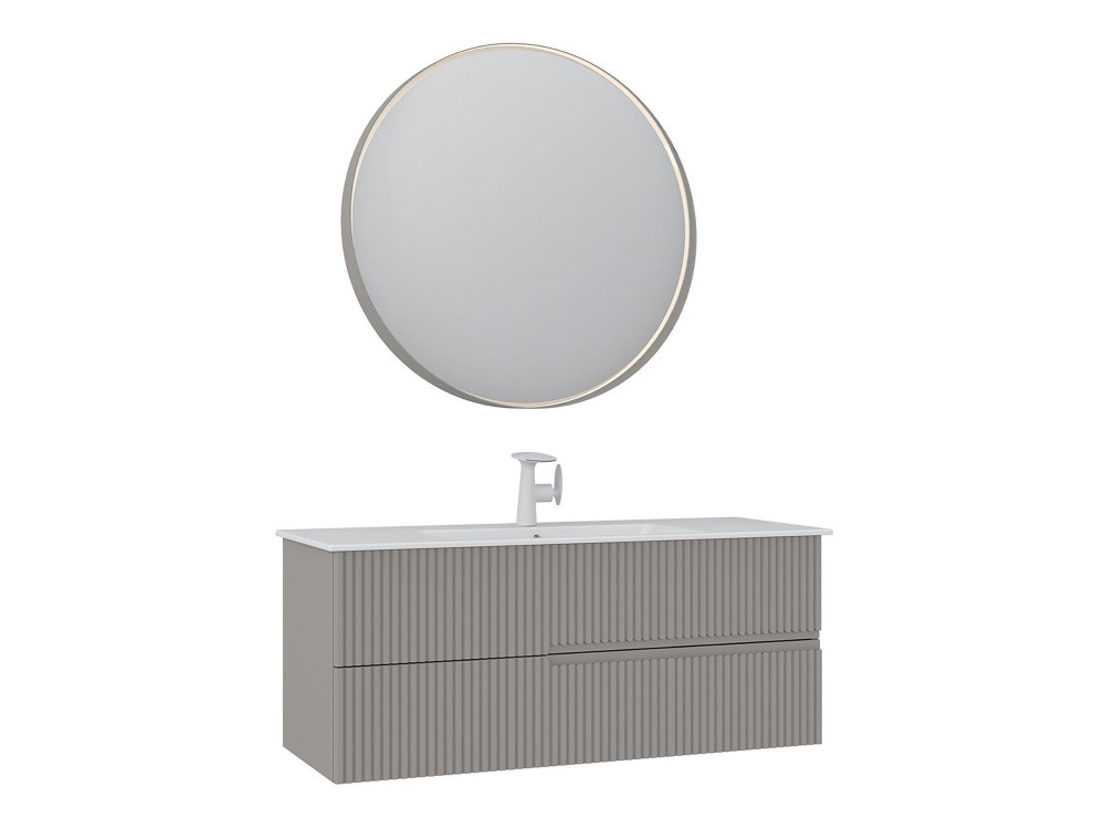 Waschtisch-Set mit Spiegel (2-teilig) „Moonlight 120 v2“ – 121 x 51 x 51 cm – Matt Mink