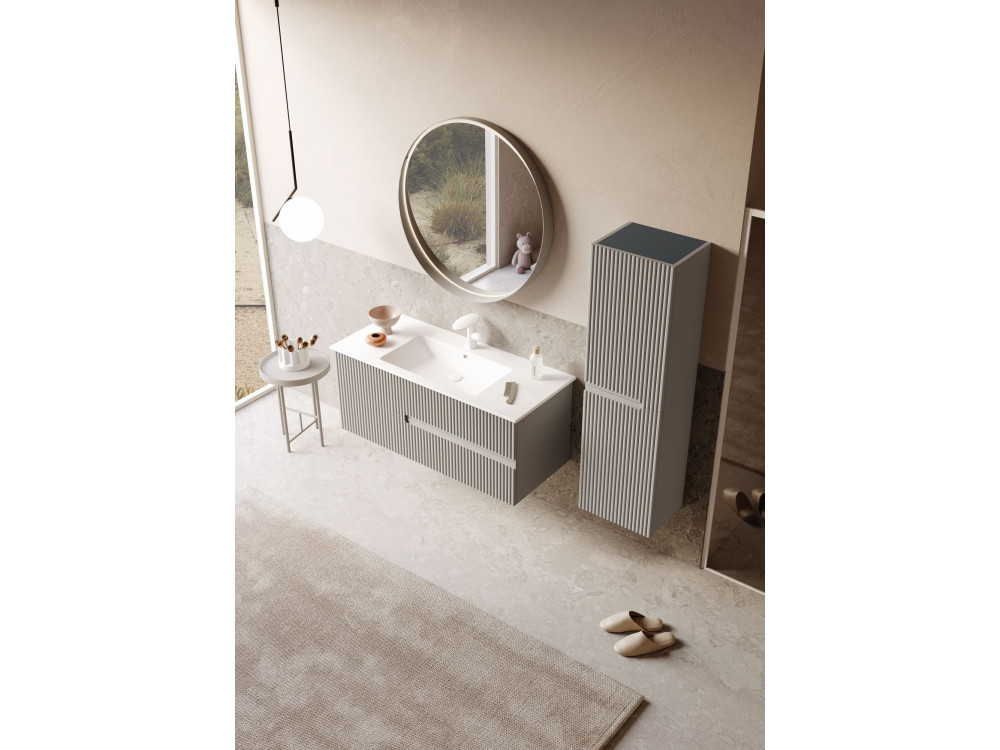 Waschtisch-Set mit Spiegel (2-teilig) „Moonlight 120 v2“ – 121 x 51 x 51 cm – Matt Mink