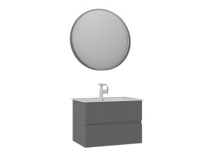 Waschtisch-Set mit Spiegel (2-teilig) „Moonlight 70 v2“ – 71 x 51 x 51 cm – Mattgrau