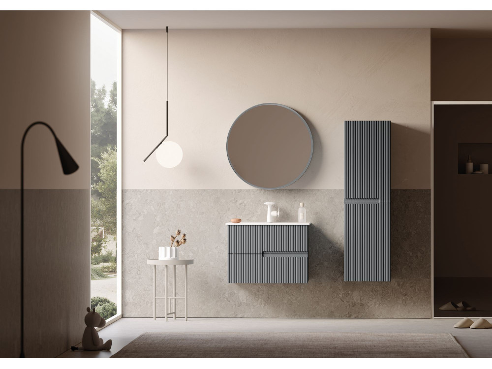 Waschtisch-Set mit Spiegel (2-teilig) „Moonlight 70 v2“ – 71 x 51 x 51 cm – Mattgrau