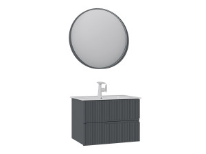 Waschtisch-Set mit Spiegel (2-teilig) „Moonlight 70 v2“ – 71 x 51 x 51 cm – Anthrazit matt