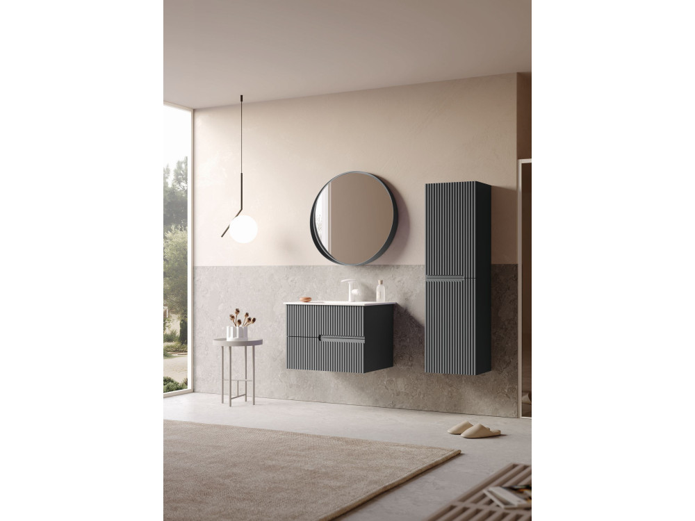 Waschtisch-Set mit Spiegel (2-teilig) „Moonlight 70 v2“ – 71 x 51 x 51 cm – Anthrazit matt