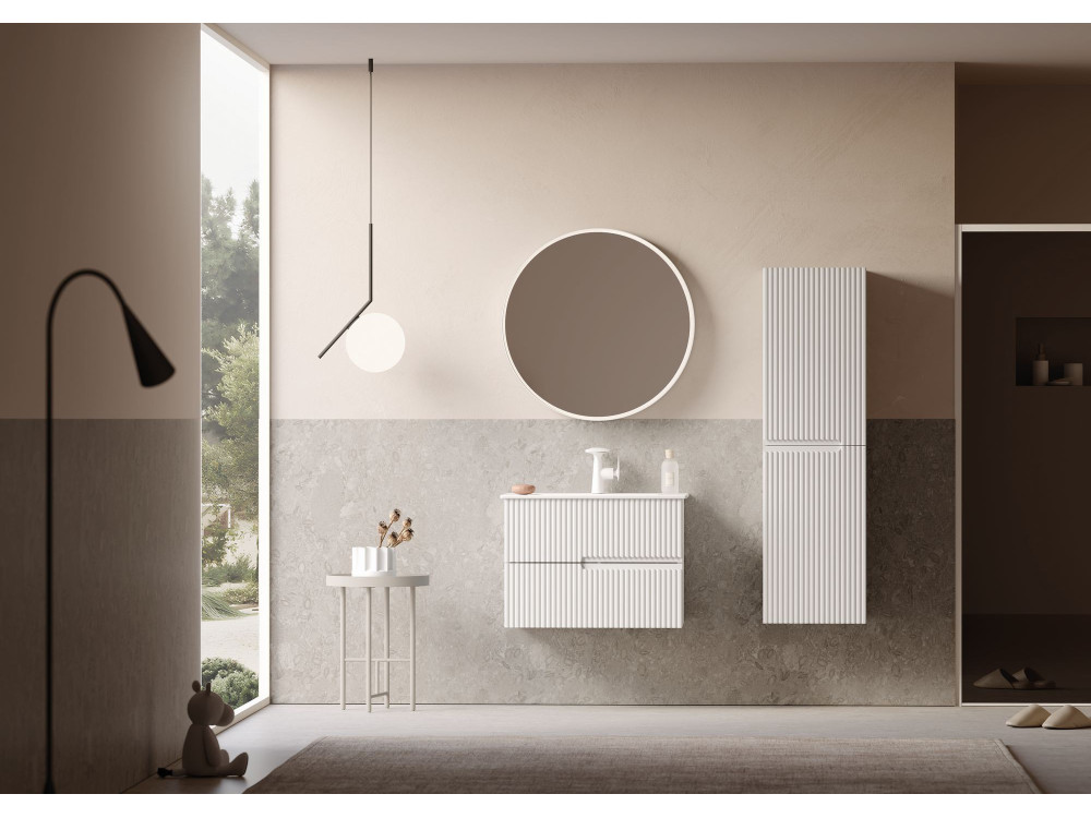 Waschtisch-Set mit Spiegel (2-teilig) „Moonlight 70 v2“ – 71 x 51 x 51 cm – Mattweiß