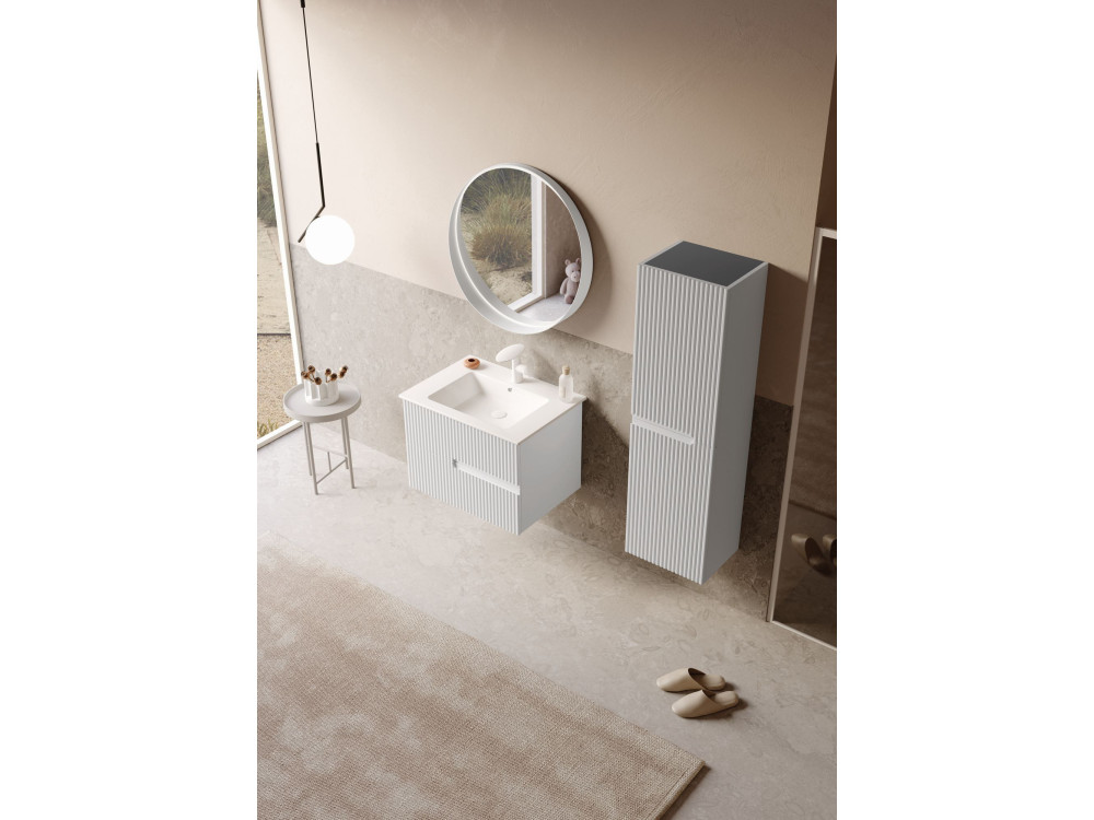 Waschtisch-Set mit Spiegel (2-teilig) „Moonlight 70 v2“ – 71 x 51 x 51 cm – Mattweiß