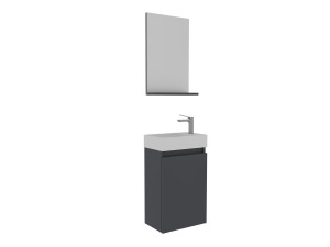 Waschtisch-Set mit Spiegel (2-teilig) „Conza 45“ – 45 x 26 x 75 cm – Anthrazit matt