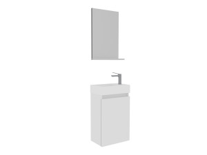 Waschtisch-Set mit Spiegel (2-teilig) „Conza 45“ – 45 x 26 x 75 cm – Weiß