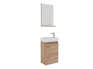 Waschtisch-Set mit Spiegel (2-teilig) „Conza 45“ – 45 x 26 x 75 cm – Eiche