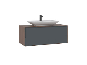 Waschtischunterschrank „Craft 100“ – 100 x 50 x 40 cm – Walnuss / Anthrazit