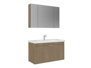 Waschtisch-Set mit Spiegel (2-teilig) „Desna 100“ – 100 x 45 x 58 cm – Eiche