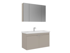 Waschtisch-Set mit Spiegel (2-teilig) „Desna 100“ – 100 x 45 x 58 cm – Sand