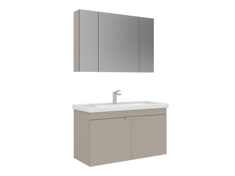 Waschtisch-Set mit Spiegel (2-teilig) „Desna 100“ – 100 x 45 x 58 cm – Sand