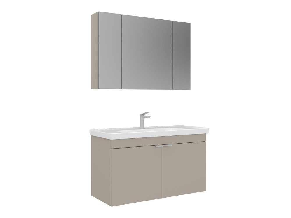 Waschtisch-Set mit Spiegel (2-teilig) „Desna 100“ – 100 x 45 x 58 cm – Sand