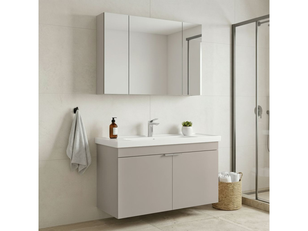 Waschtisch-Set mit Spiegel (2-teilig) „Desna 100“ – 100 x 45 x 58 cm – Sand