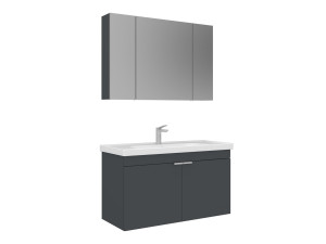 Waschtisch-Set mit Spiegel (2-teilig) „Desna 100“ – 100 x 45 x 58 cm – Anthrazit matt