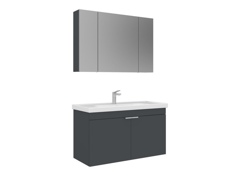 Waschtisch-Set mit Spiegel (2-teilig) „Desna 100“ – 100 x 45 x 58 cm – Anthrazit matt