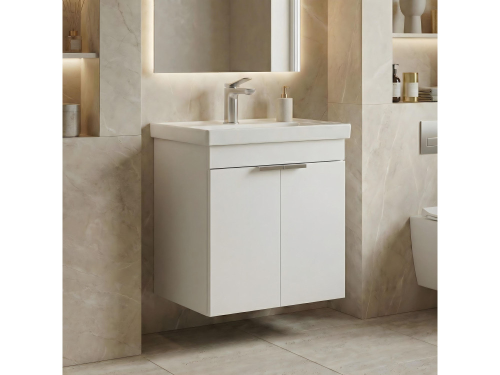 Waschtischunterschrank „Desna 50“ – 50 x 38 x 58 cm – Mattweiß