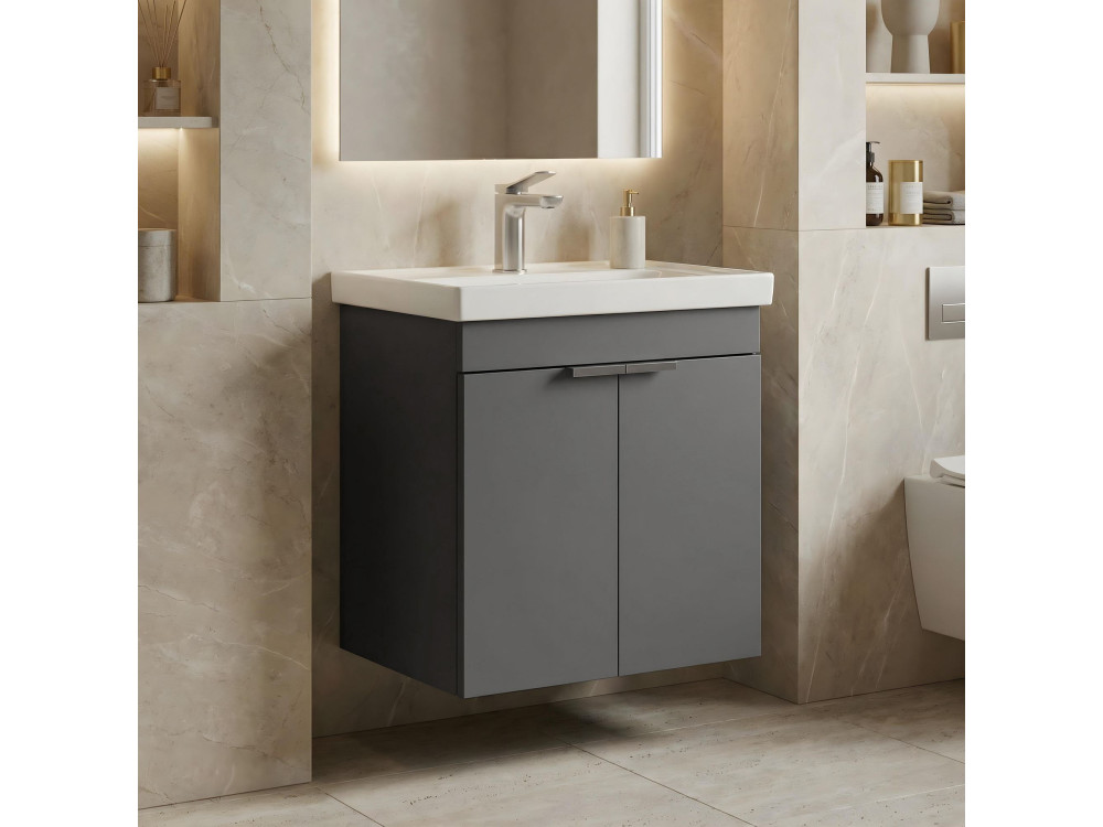 Waschtischunterschrank „Desna 50“ – 50 x 38 x 58 cm – Anthrazit matt