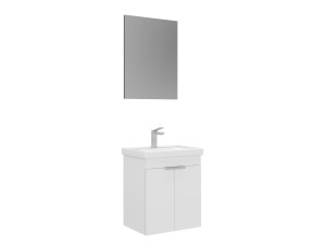 Waschtisch-Set mit Spiegel (2-teilig) „Desna 50“ – 50 x 38 x 58 cm – Mattweiß