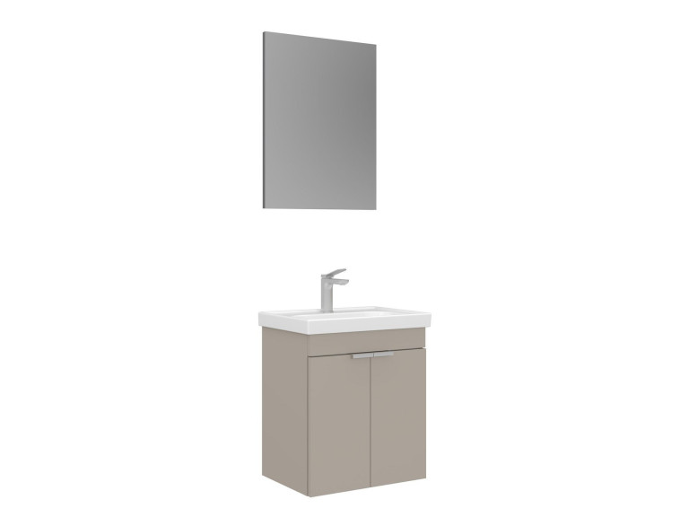 Waschtisch-Set mit Spiegel (2-teilig) „Desna 50“ – 50 x 38 x 58 cm – Sand