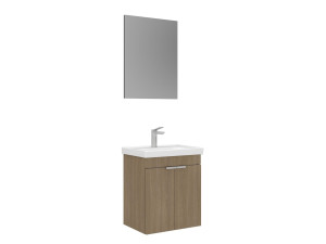 Waschtisch-Set mit Spiegel (2-teilig) „Desna 50“ – 50 x 38 x 58 cm – Eiche