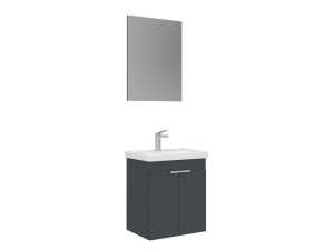 Waschtisch-Set mit Spiegel (2-teilig) „Desna 50“ – 50 x 38 x 58 cm – Anthrazit matt