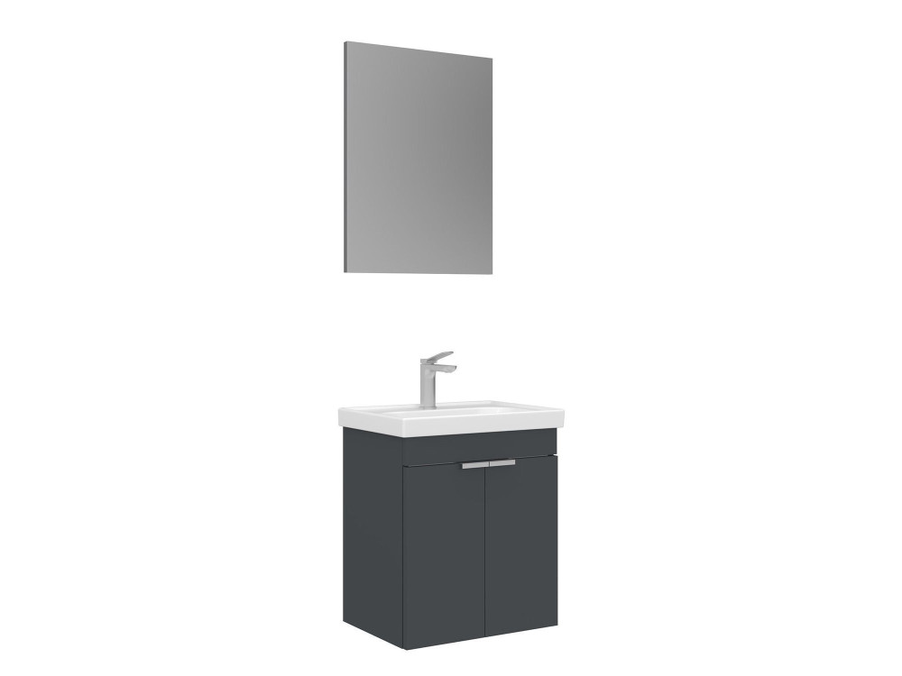 Waschtisch-Set mit Spiegel (2-teilig) „Desna 50“ – 50 x 38 x 58 cm – Anthrazit matt