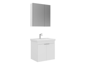 Waschtisch-Set mit Spiegel (2-teilig) „Desna 60“ – 60 x 45 x 58 cm – Mattweiß