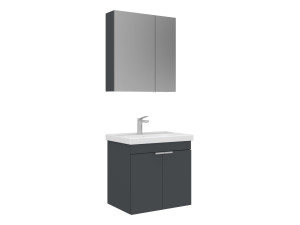 Waschtisch-Set mit Spiegel (2-teilig) „Desna 60“ – 60 x 45 x 58 cm – Anthrazit matt