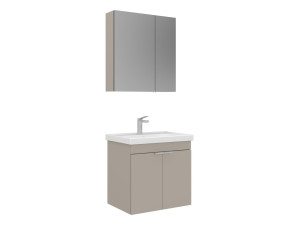 Waschtisch-Set mit Spiegel (2-teilig) „Desna 60“ – 60 x 45 x 58 cm – Sand