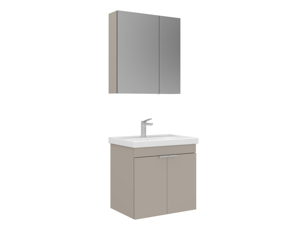 Waschtisch-Set mit Spiegel (2-teilig) „Desna 60“ – 60 x 45 x 58 cm – Sand