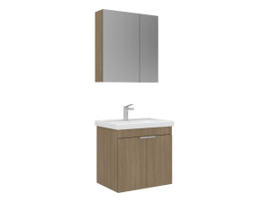 Waschtisch-Set mit Spiegel (2-teilig) „Desna 60“ – 60 x 45 x 58 cm – Eiche