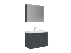 Waschtisch-Set mit Spiegel (2-teilig) „Desna 80“ – 80 x 45 x 58 cm – Anthrazit matt